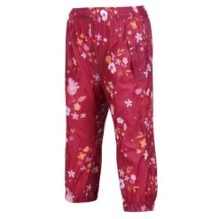 Regatta Pantalon Imperméable FLORAL Enfant (Rose Foncé / Orange) -Regatta Boutique pantalon impermeable floral enfant rose fonce orange 2