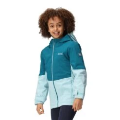 Regatta Veste Imperméable HIGHTON Enfant (Bleu Sarcelle Foncé / Bleu Pâle) -Regatta Boutique veste impermeable highton enfant bleu sarcelle fonce bleu pale 3